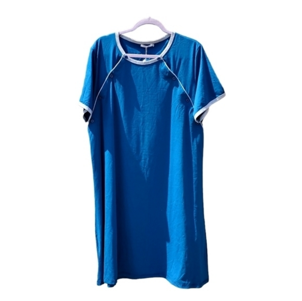 New Sykooria Blue Button Up Chest Midi Dress XXL NWT